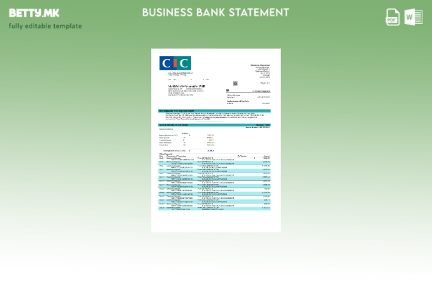 Модерен стил на CIC банка изјава за претпријатието Word и PDF шаблон